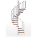 Ss Industries Holding Global Industrial„¢ Condor 42"H Platform Rail Spiral Stair Kit, 60"Dia, 16-1/2'H, Oak Covers, Wht EP60W15W103